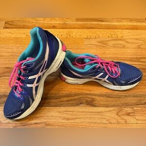 ASICS Women's Blue and Pink Athletic Sneakers